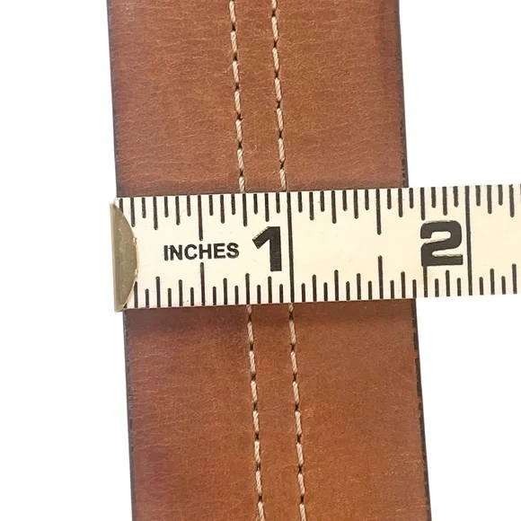 Wide Brown Leather Belt Oval Buckle 90s Size S/M - Picture 13 of 17